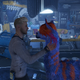 Star-Lord pets a purple space llama in Guardians of the Galaxy.